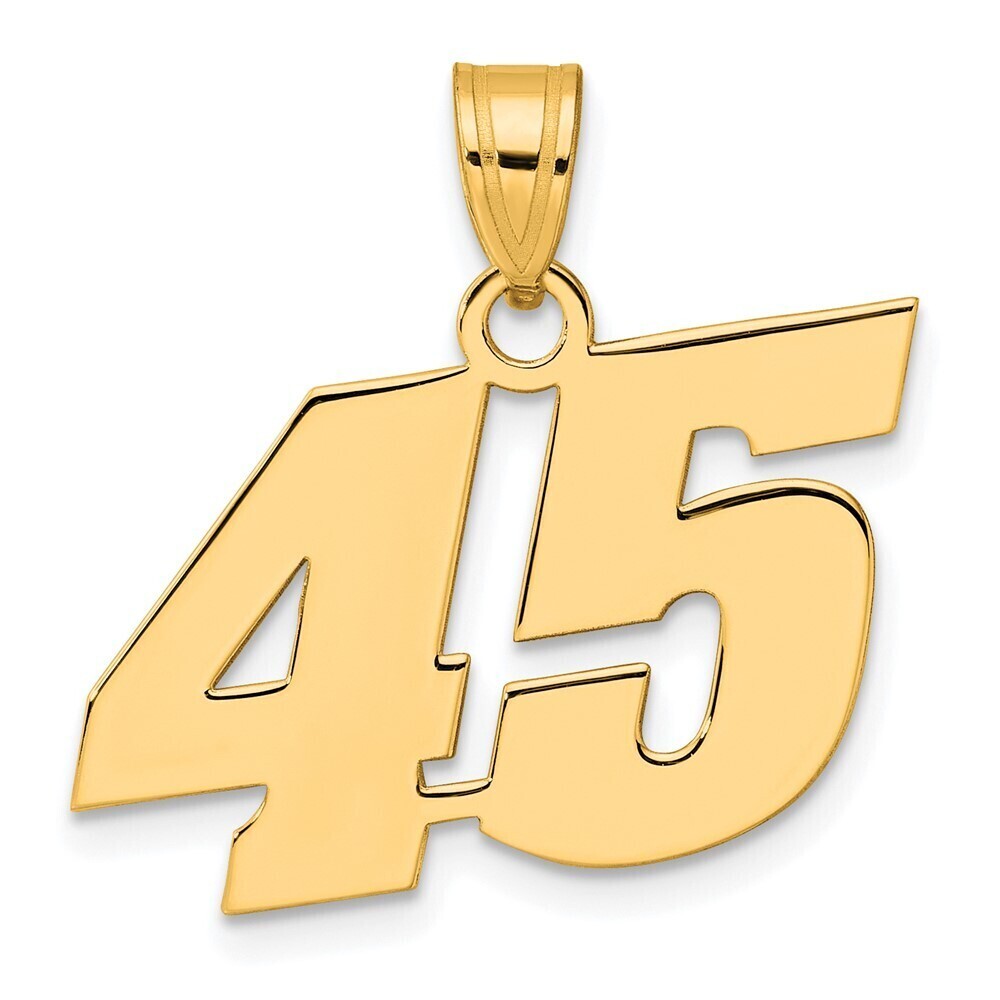 14k Yellow Gold Polished Block Number 45 Pendant